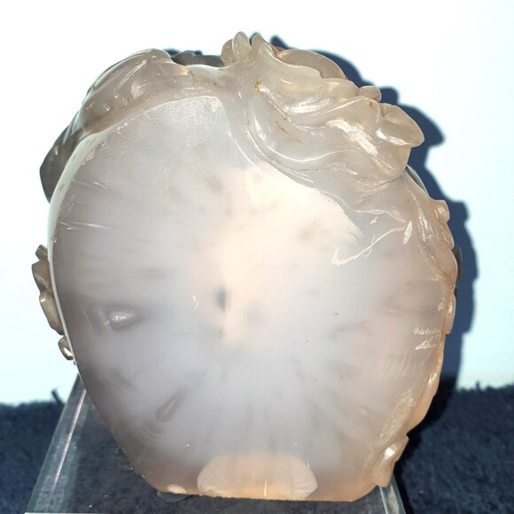 Early 20th Century Hand-Carved Natural Rose Quartz Phoenix & Peony Ornament - Picture 6 of 14